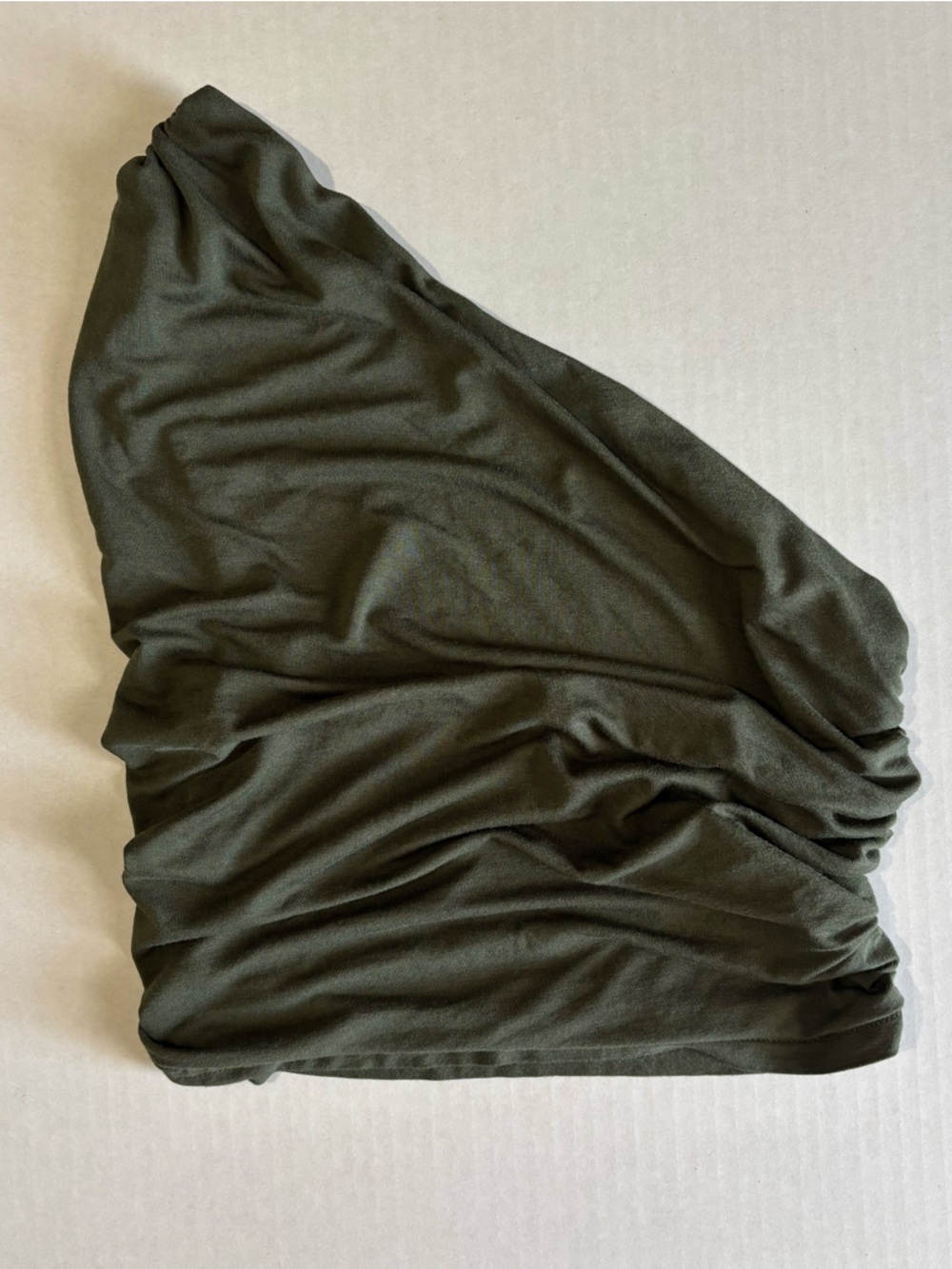 Olive Green One Shoulder Crop Top | Size Small - Picture 4 of 4